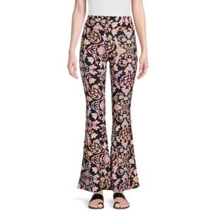 No Boundaries Black Floral Paisley Retro Flared T-Shirt Legging Pants Junior XL